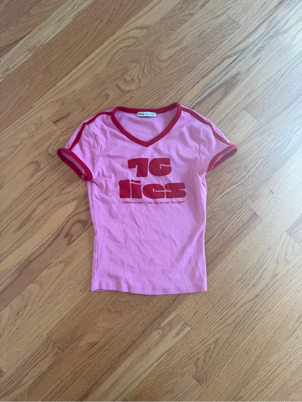 Baby tee cropped t shirt pink and red